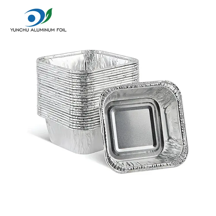 Négyzet alakú levegő sütő sütő ezüst alumínium fólia tartályok Négyzet alakú levegő sütő sütő ezüst alumínium fólia tartályok