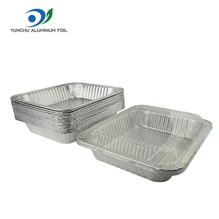 Téglalap alakú befogadó pulyka lemez ezüst alumínium fólia tartályok