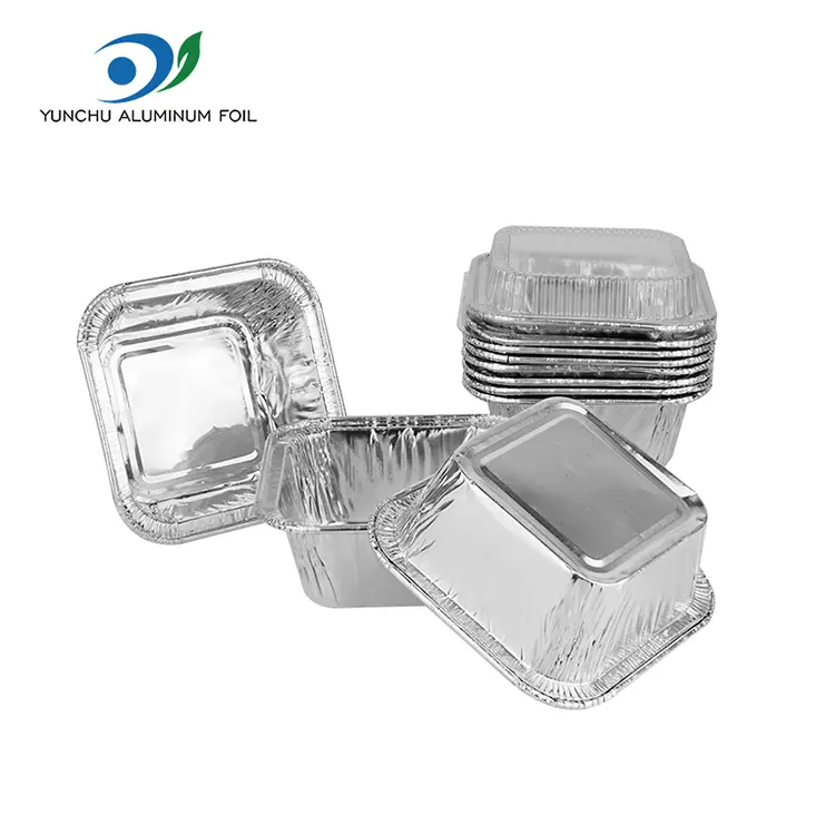 Négyzet alakú levegő sütő sütő ezüst alumínium fólia tartályok