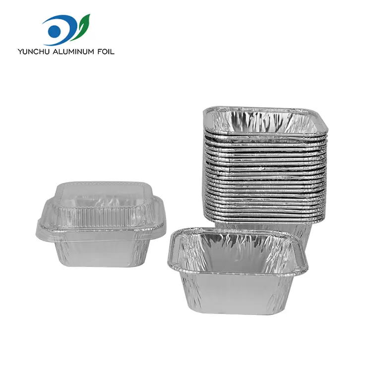 Négyzet alakú levegő sütő sütő ezüst alumínium fólia tartályok