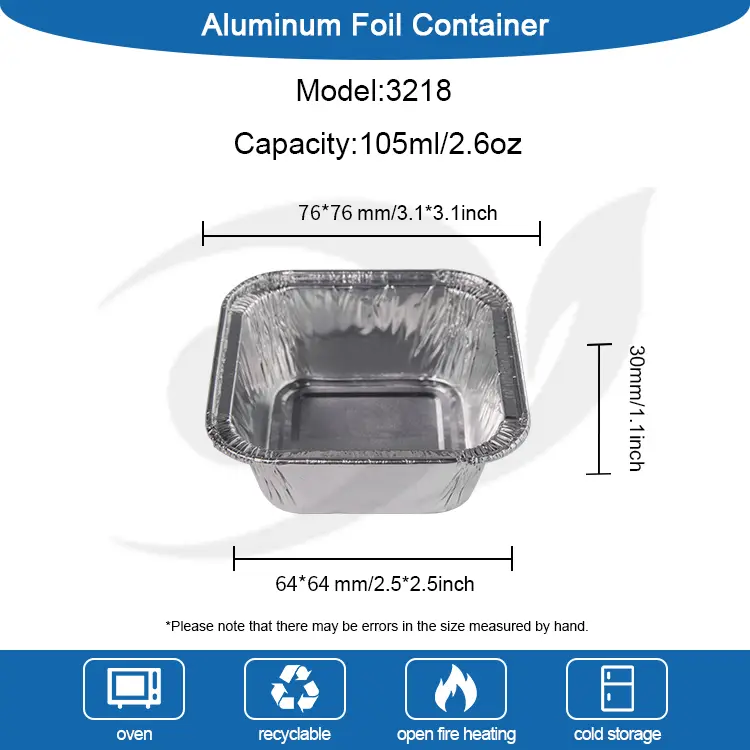 Négyzet alakú levegő sütő sütő ezüst alumínium fólia tartályok
