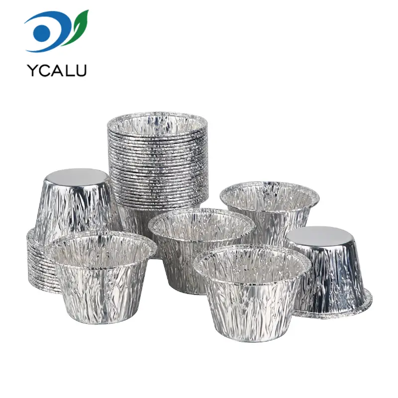 Eldobható Mini Cake Cup Ezüst Alumínium Fólia Tartályok Eldobható Mini Cake Cup Ezüst Alumínium Fólia Tartályok