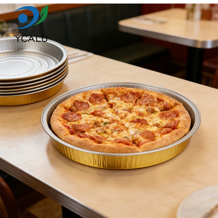 Eldobható pizzasütősütő Kerek alumínium fólia edények Eldobható pizzasütősütő Kerek alumínium fólia edények