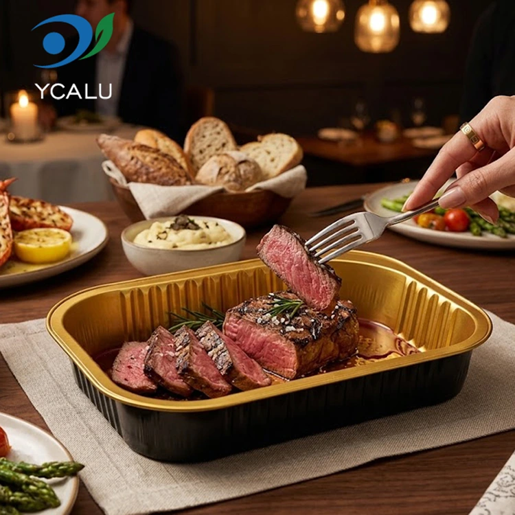 Eldobható téglalap alakú vendéglátóipari alumínium fólia tartályok