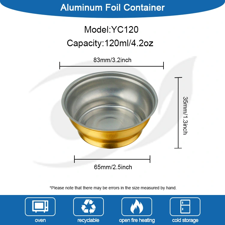 Eldobható kerek elvihető doboz kis arany tál alumínium fólia tartályok