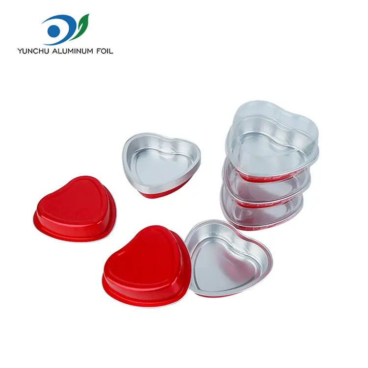 Szív alakú sütemény sütés sima falak alumínium fólia tartályok Szív alakú sütemény sütés sima falak alumínium fólia tartályok