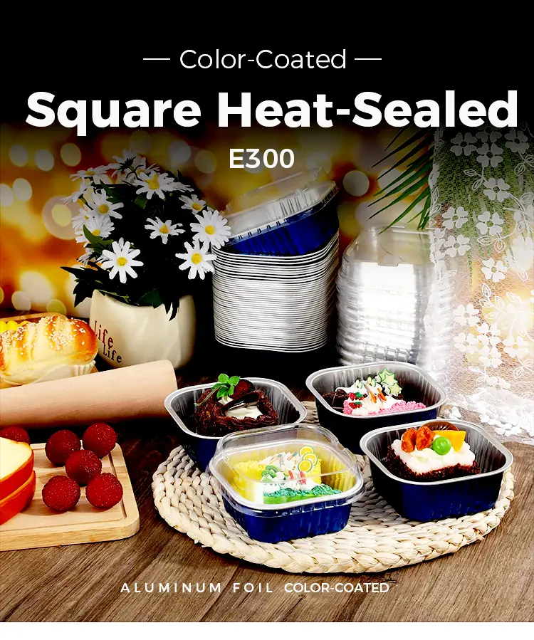Square Cake Cup Smoothwall Aluminum Foil Containers