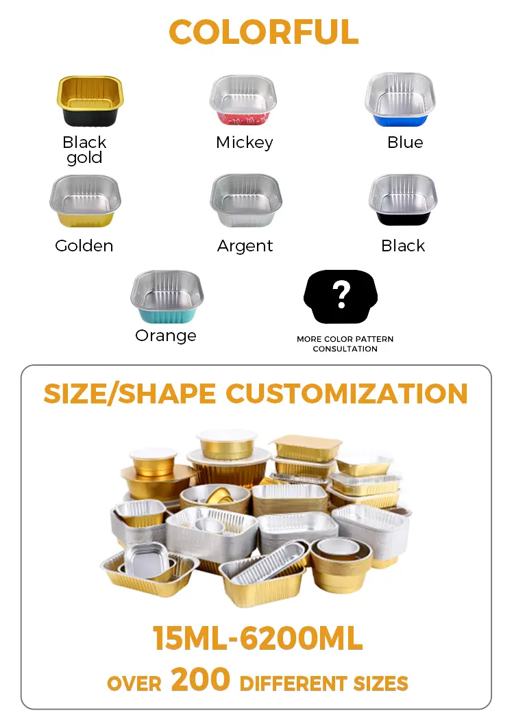 Square Cake Cup Smoothwall Aluminum Foil Containers