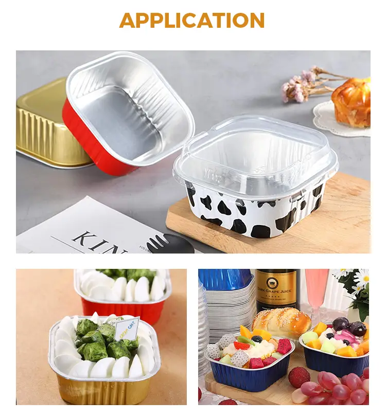 Square Cake Cup Smoothwall Aluminum Foil Containers