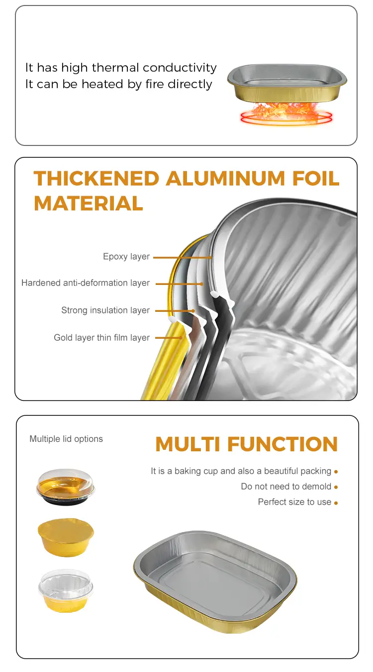 Disposable golden baking sheet square Aluminum Foil Containers