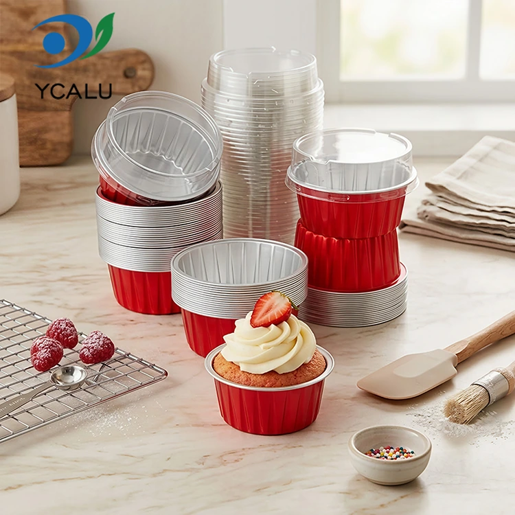 Egyszer sütött színes cupcakes Smoothwall alumínium fólia tartályok