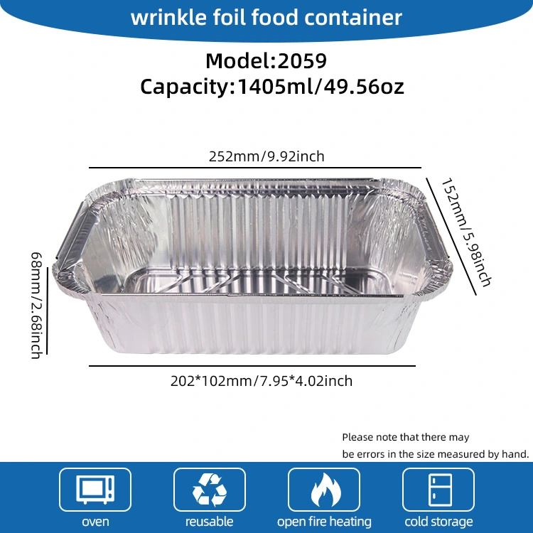 Téglalap alakú levegő sütő csomagolva ezüst alumínium fólia edények