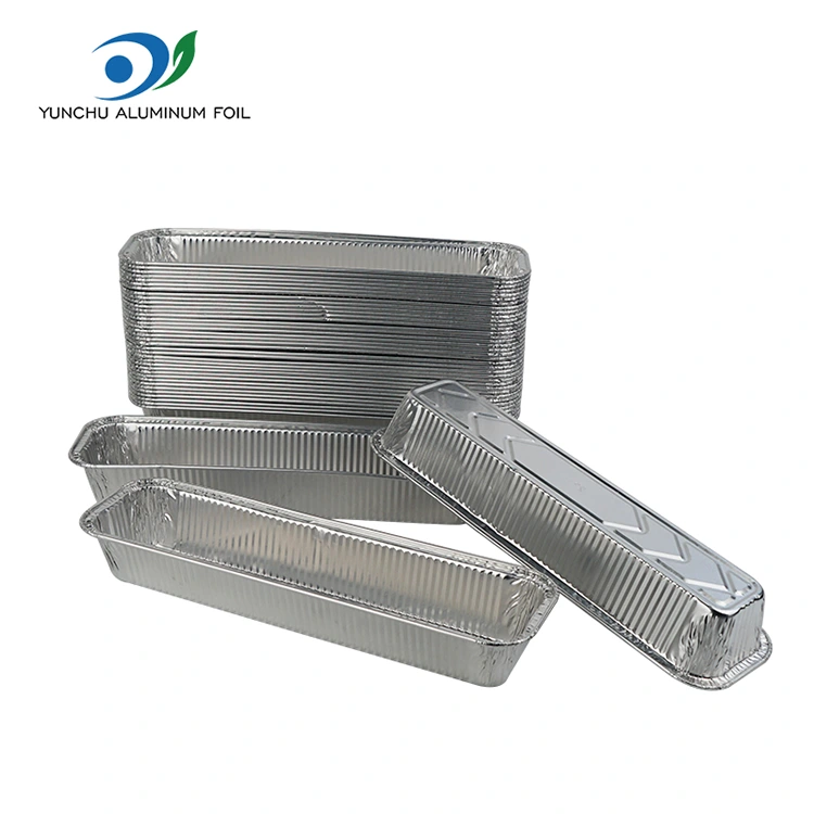 Téglalap alakú kenyér tálca sütés ezüst alumínium fólia tartályok Téglalap alakú kenyér tálca sütés ezüst alumínium fólia tartályok