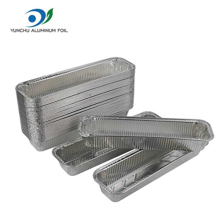 Téglalap alakú kenyér tálca sütés ezüst alumínium fólia tartályok
