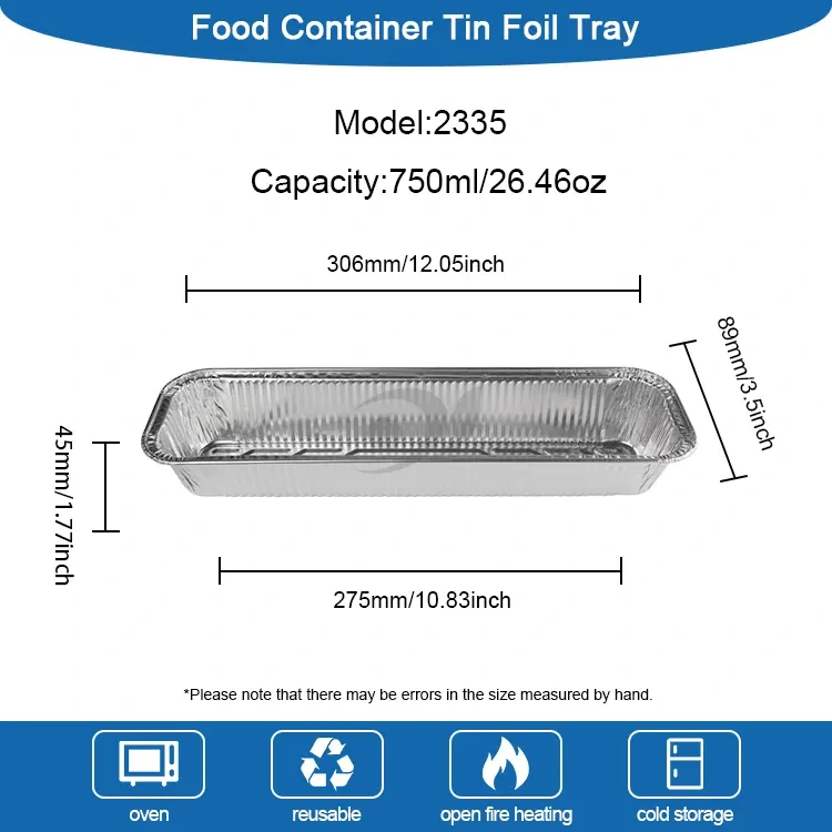 Téglalap alakú kenyér tálca sütés ezüst alumínium fólia tartályok