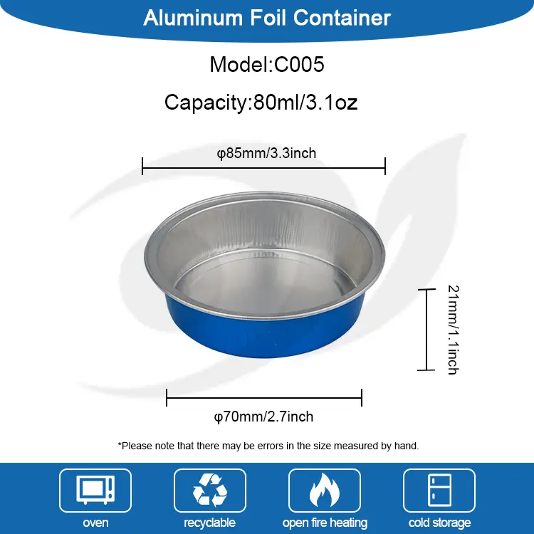 Kerek sütemény sütés sima falak alumínium fólia tartályok